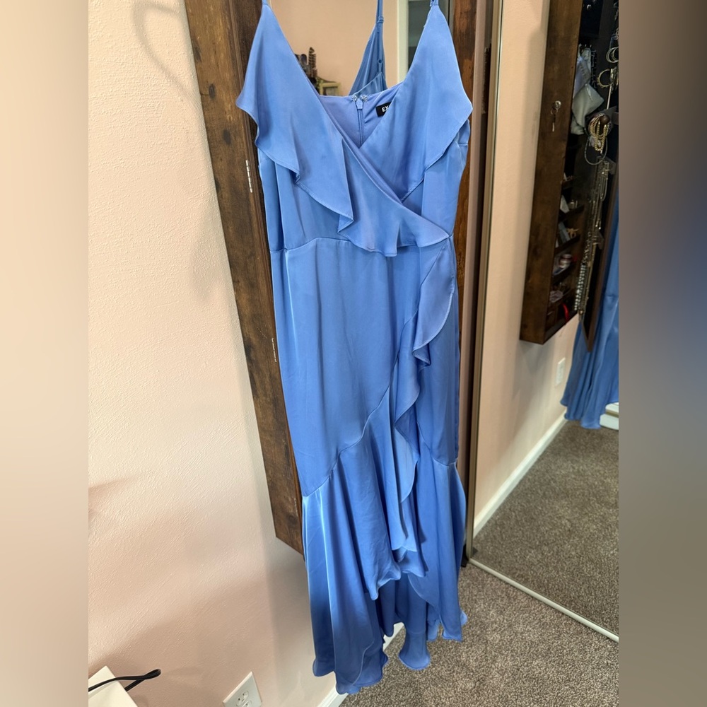 Express Periwinkle Ruffled Maxi Dress